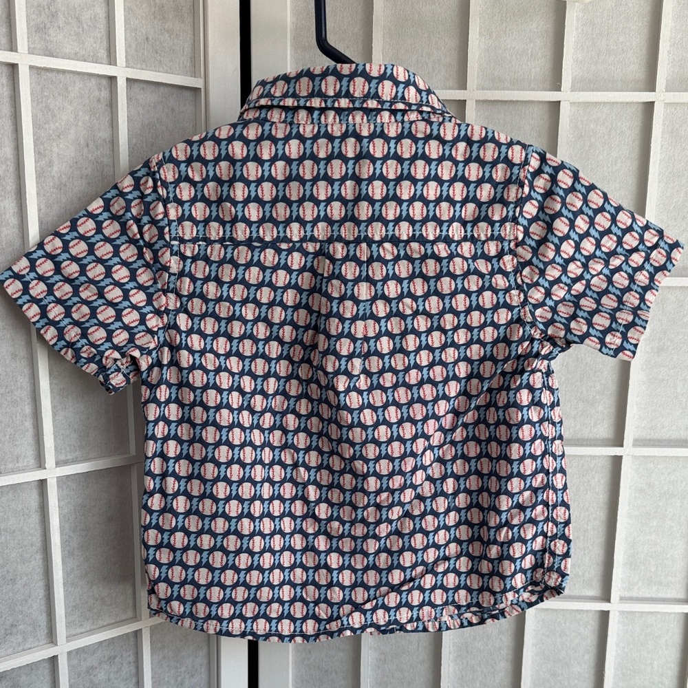 Gymboree Kids  Baseball Patterned Button Up Shirt Size 12-18M - Picture 3 of 4